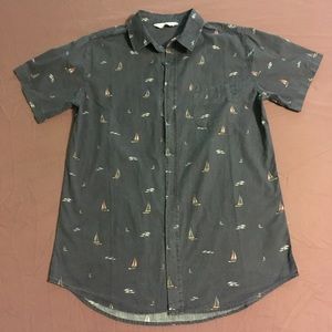 Men’s Short Sleeve Shirt Button Down Yacht Print
